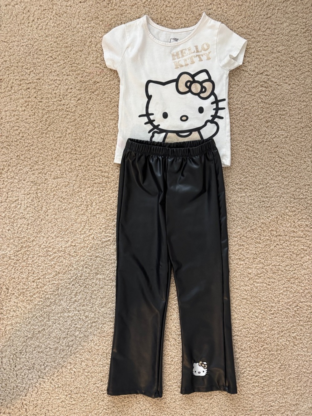 Sanrio Hello Kitty White Top and Black Pants Matching Set